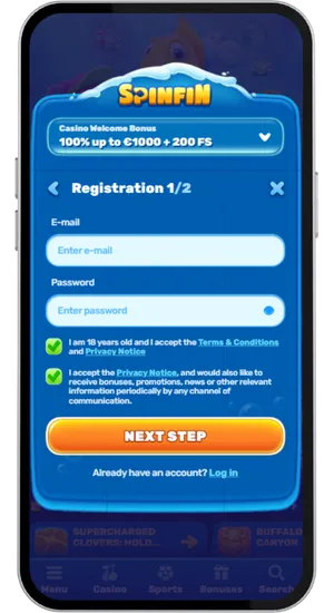 Completing casino registration and topping up balance with starting amounts between £10 and £20